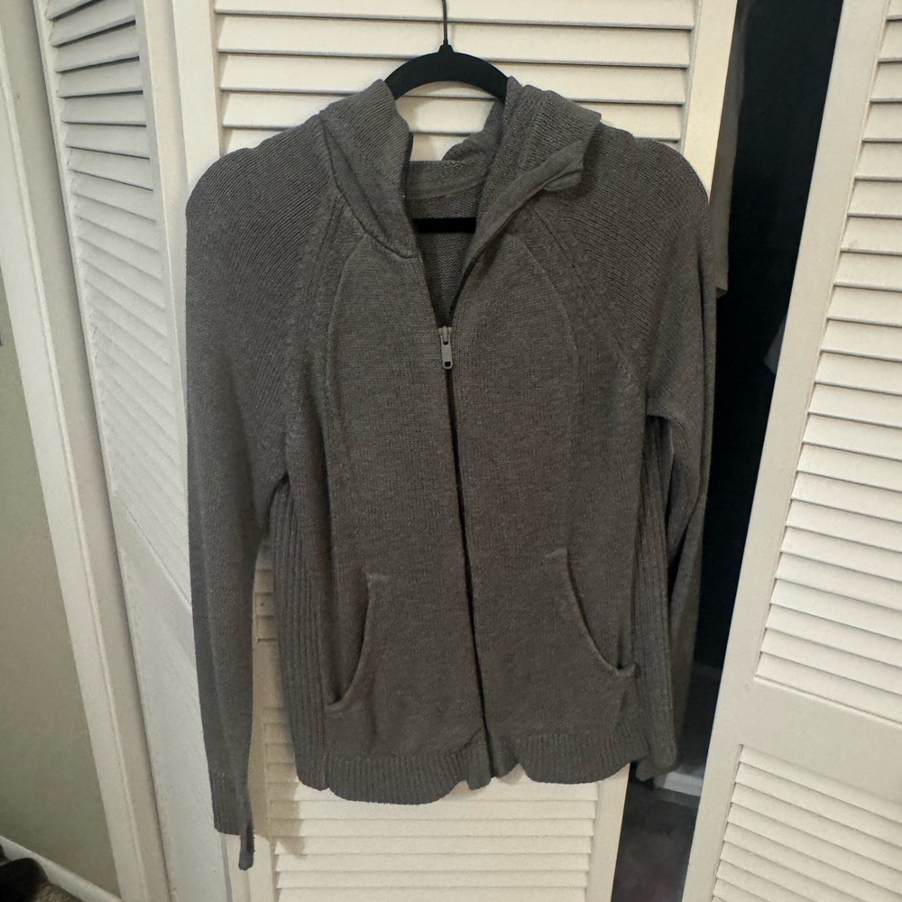 Lululemon grey cashmere blend zip up hoodie that needs sewn see pic rare find